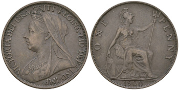 Великобритания 1 пенни 1900 Виктория (1837-1901) KM 790, Spink 3961 бронза    4590-1041