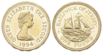 Джерси 1 фунт 1994 KM 91 никель латунь BU 1529-224