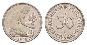 ФРГ 50 пфеннигов 1983 F KM 109.2, J. 384a медно-никель 4632-729