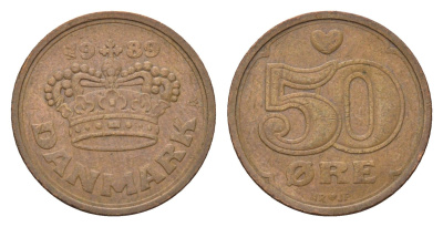 Дания 50 эре 1989 Маргрете II (1972-2024) KM 866 бронза 3459-917