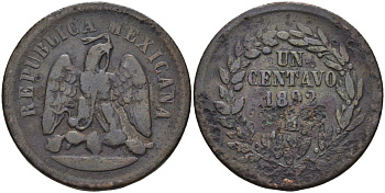 Мексика 1 сентаво 1892 Мо KM 391.6 медь 4586-433