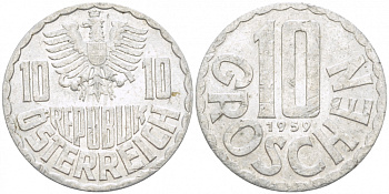 Австрия 10 грошей 1959 KM 2878 алюминий 3309-954