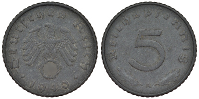 Германия 5 рейхспфеннигов 1940 A KM 100, J. 370 цинк 4121-724