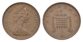Великобритания 1 пенни 1971 Елизавета II (1952-2022) KM 915, Spink 4237 (B1) бронза 4697-929