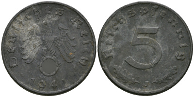 Германия 5 рейхспфеннигов 1941 J KM 100, J. 370 цинк 4608-1019