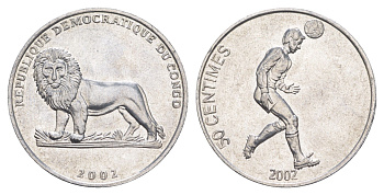 ДР Конго 50 сантимов 2002 Футболист KM 75 алюминий 4652-1132