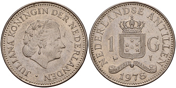 Нидерландские Антилы 1 гульден 1978 Юлиана (1948-1980) KM 12 никель 4140-211