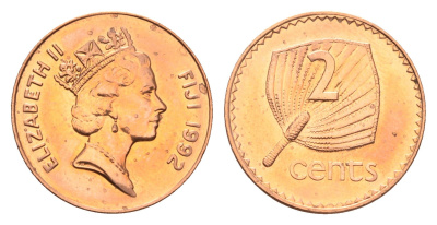 Фиджи 2 цента 1992 KM 50a цинк плакированный медью UNC 4668-563