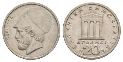 Греция 20 драхм 1978 Перикл, пантеон KM 120 медно-никель aUNC 4185-633