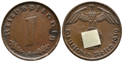 ГЕРМАНИЯ 1 РЕЙХСПФЕННИГ 1939 G KM 89, J. 361 бронза 39-1149