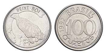 Бразилия 100 крузейро 1992 KM 623 нержавеющая сталь UNC 4644-537