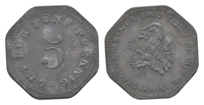 Бад-Тельц 5 пфеннигов 1917 Funck 541.1, Men18 31352.1 цинк 1528-842