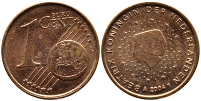 НИДЕРЛАНДЫ 1 ЕВРОЦЕНТ 2004 KM 234 сталь плакированная медью UNC 3334-1226