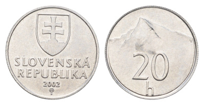 Словакия 20 геллеров 2002 KM 18 алюминий UNC 4682-964