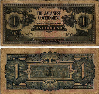 Малайя, Японская оккупация 1 доллар 1942 серия MO  Pick M5 c бумага 7547-59-1-1