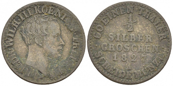 ПРУССИЯ 1/2 ГРОША 1827 A KM 409 серебро 112-1225