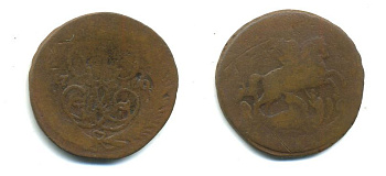 РОССИЯ 1 КОПЕЙКА 1760 медь 61-747