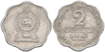 Шри-Ланка 2 цента 1978 KM 138 алюминий 177-516