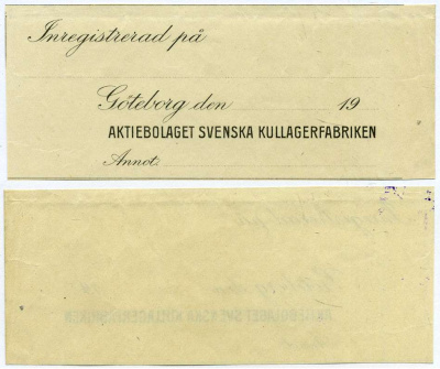 ШВЕЦИЯ КУПОН АКЦИИ ND ШВЕДСКАЯ КОМПАНИЯ ПО ПРОИЗВОДСТВУ ШАРИКО-ПОДШИПНИКОВ (SVENSKA KULLAGERFABRIKEN) бумага 8612-31-3-1