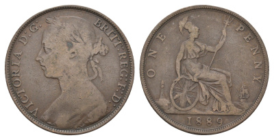 Великобритания 1 пенни 1889 Виктория (1837-1901) KM 755, Spink 3954 бронза 4661-413
