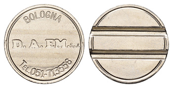 Италия, Болонья жетон из СПА D.A.EM. диаметр 23 мм, вес 5,7 гр нержавеющая сталь 4670-616