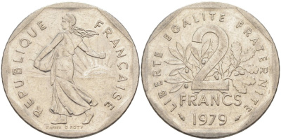 Франция 2 франка 1979 KM 942.1 никель 63-253