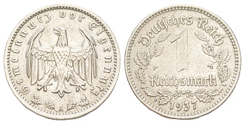 Германия 1 рейхсмарка 1937 A KM 78 никель UNC 3711-1732