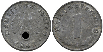 Германия 1 рейхспфенниг 1942 B KM 97, J. 369 цинк 4594-1263