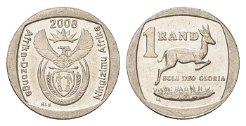 ЮАР 1 ранд 2008 KM 444 медь плакированная никелем 4627-525