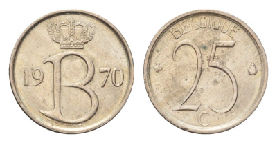 Бельгия 25 сантимов 1970 Belgique KM 153 медно-никель 4702-1043