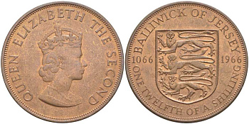 Джерси 1/12 шиллинга 1966 900 лет Нормандскому завоеванию KM 26 бронза 3996-521