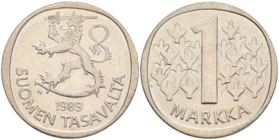 ФИНЛЯНДИЯ 1 МАРКА 1989 M KM 49а медно-никель 4556-757
