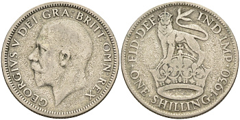 Великобритания 1 шиллинг 1930 Георг V (1910-1936) KM 833, Spink 4039 серебро 4595-912