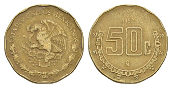 Мексика 50 сентаво 1992 KM 549 алюминиевая бронза 4664-759