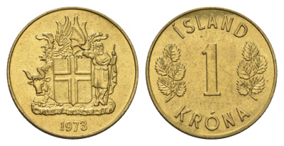 Исландия 1 крона 1973 KM 12a никель латунь UNC 4691-511
