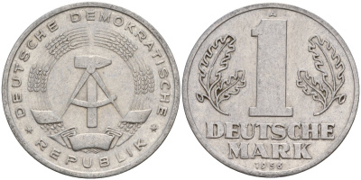 ГДР 1 марка 1956 A KM 13 алюминий 117-1233