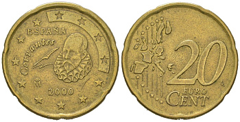 Испания 20 евроцентов 2000 M, Хуан Карлос I (1975-2014) KM 1044 нордик 4538-1152