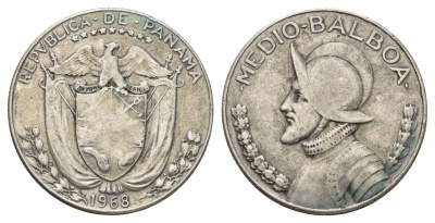 Панама 1/2 бальбоа (50 сентесимо) 1968 KM 12a.1 серебро 59-1731