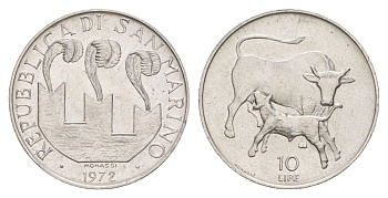 Сан-Марино 10 лир 1972 KM 17 алюминий UNC 4648-224