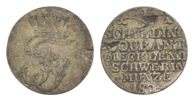 Мекленбург-Шверин 1 шиллинг 1804 KM 220 серебро 4644-821