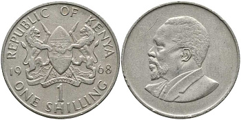 Кения 1 шиллинг 1968 Джомо Кениата KM 5 медно-никель 3333-1014