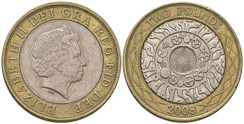 Великобритания 2 фунта 2008 Елизавета II (1952-2022) KM 994 биметалл 4606-1227