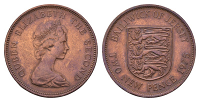 Джерси 2 пенса 1975 Елизавета II (1952-2022) KM 31 бронза 4118-224