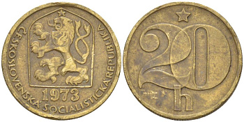 Чехословакия 20 геллеров 1972 KM 74 латунь 4551-721