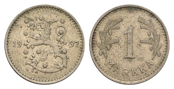 Финляндия 1 марка 1937 KM 30 медно-никель 4647-416