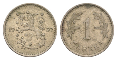 Финляндия 1 марка 1937 KM 30 медно-никель 4647-416