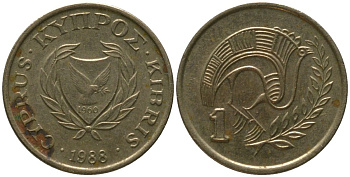Кипр 1 цент 1988 KM 53.2 никель латунь 4154-815