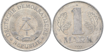 ГДР 1 марка 1982 A KM 35.2 алюминий 4571-244