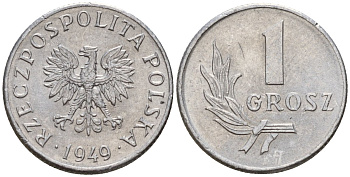 Польша 1 грош 1949 KM 39 алюминий 4189-457