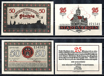 Верден (Пруссия, Ганновер) набор из 2 нотгельдов 1921 2193-33-3-1